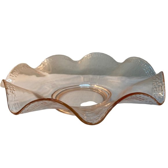 Vintage Pink Depression Clear Glass Ruffled Plate Dish 11.5" GORGEOUS EUC - Picture 1 of 5